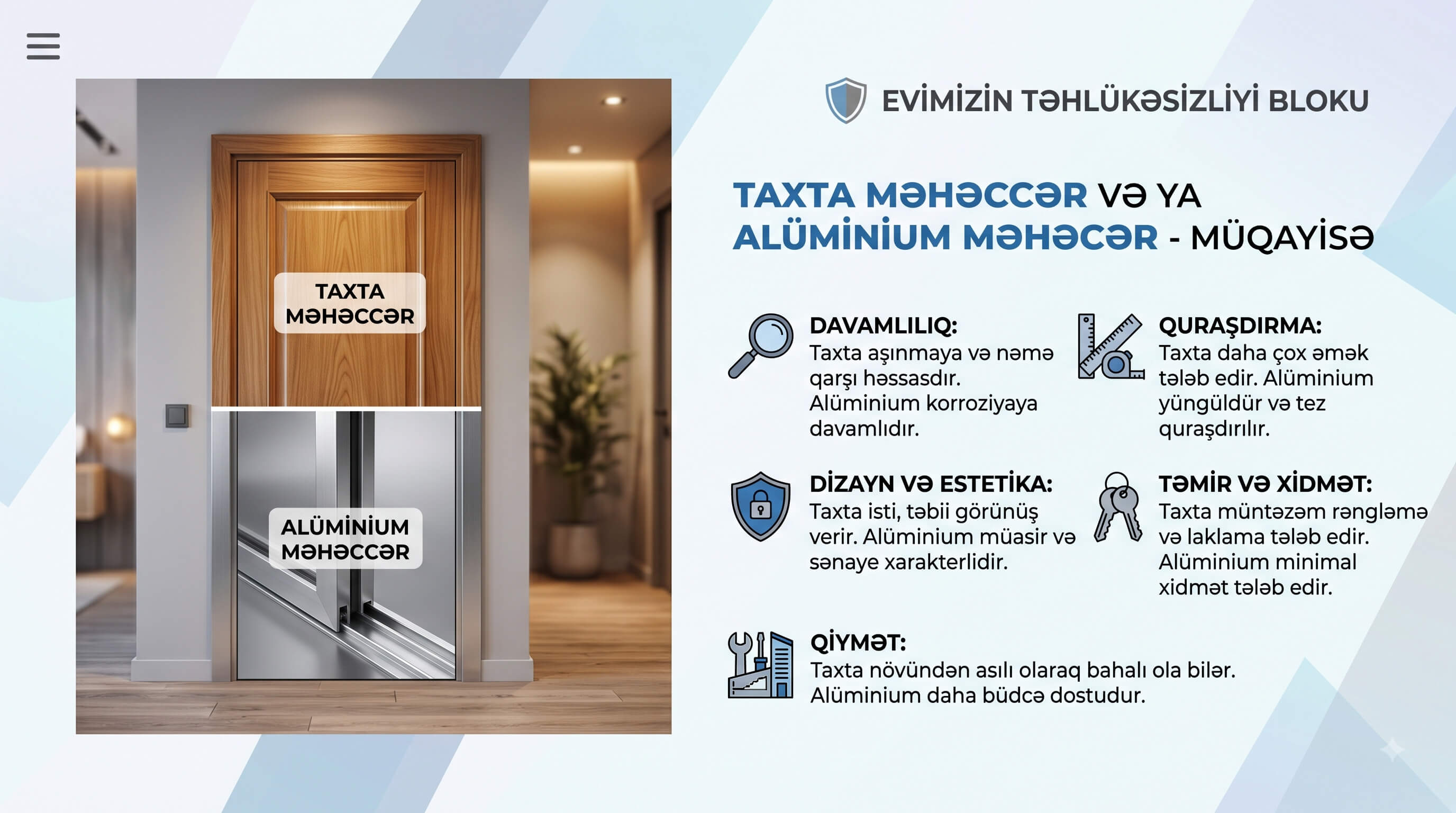 Taxta Meheccer ve ya Aluminium Meheccer - Müqayisə